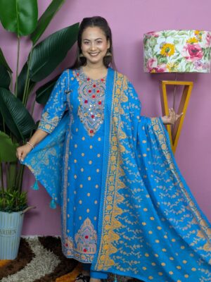 Women dress (1) Luminous Blue Ethnic