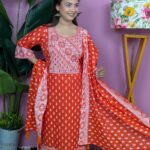 Women dress (3) Vibrant Orange White